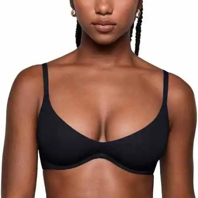 Women'S Deep V Unpadded Seamless Wire-Free Bra Comfortable and Breathable Half-Cup Bra for Summer