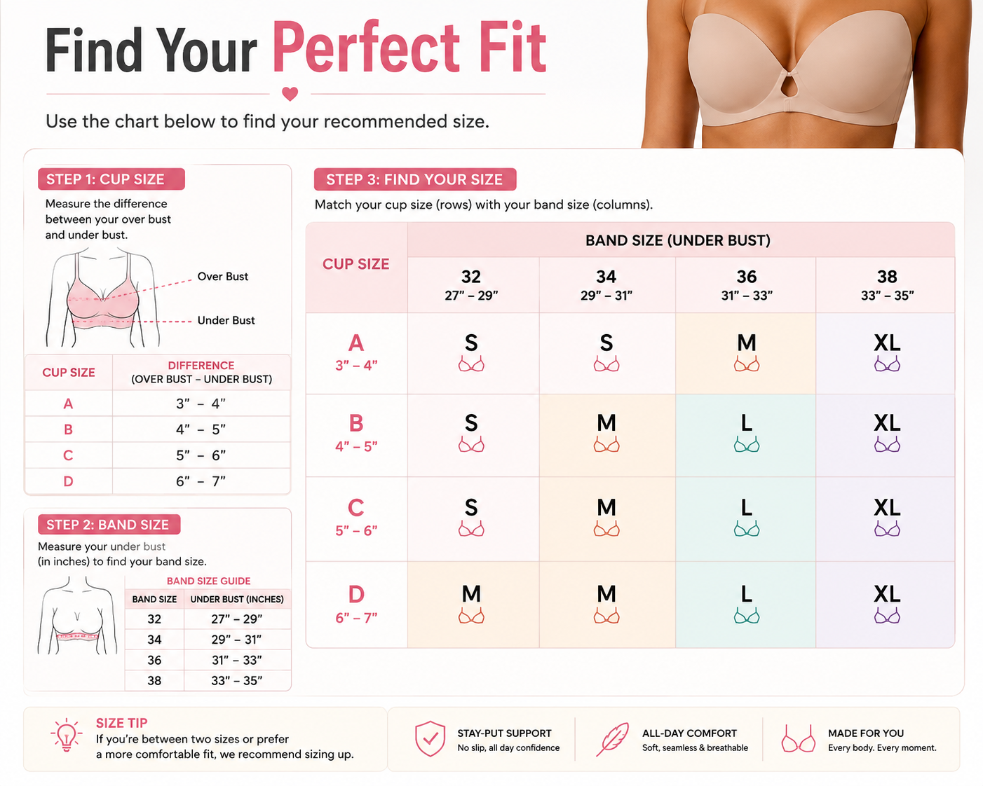 PullUpbras™ Invisible Strapless Bra – Wireless Comfort & Support