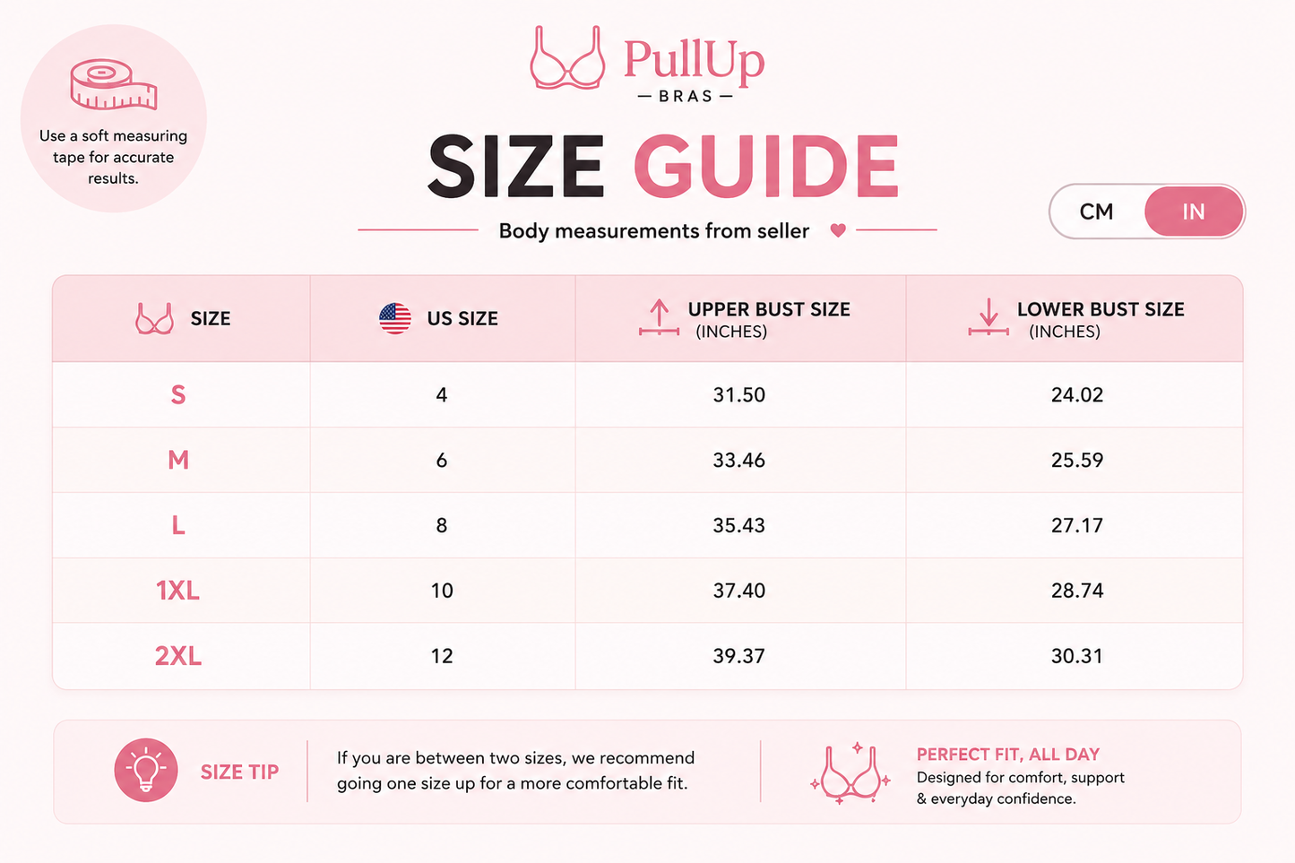 PullUpBras™ No-Slip Strapless Bra