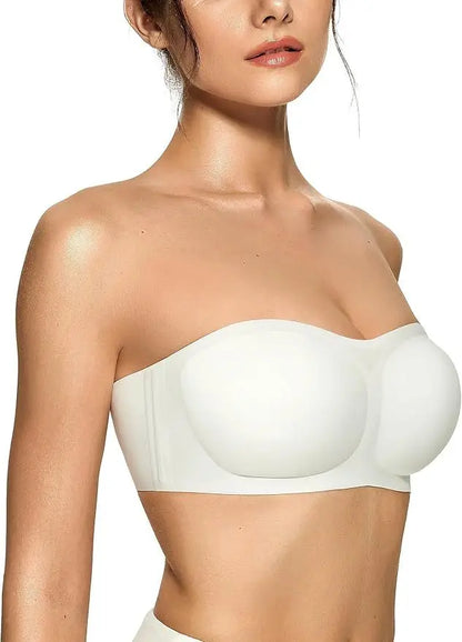Women'S Strapless Bra with Push-Up Support Non-Slip Bra Comfortable and Breathable Solid Color Bra for Women