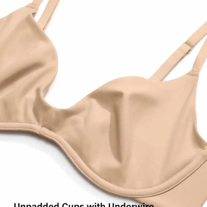 Women'S Deep V Unpadded Seamless Wire-Free Bra Comfortable and Breathable Half-Cup Bra for Summer